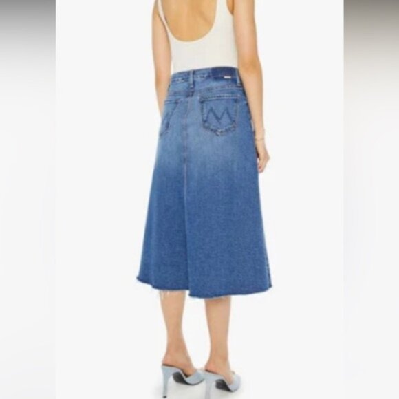 MOTHER The circle midi Fray Blue Denim Skirt size 27 - Picture 13 of 16